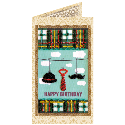 Postcard Bead embroidery kit Gentlemans set, AO-148 by Abris Art - buy online! ✿ Fast delivery ✿ Factory price ✿ Wholesale and retail ✿ Purchase Postcards for bead embroidery