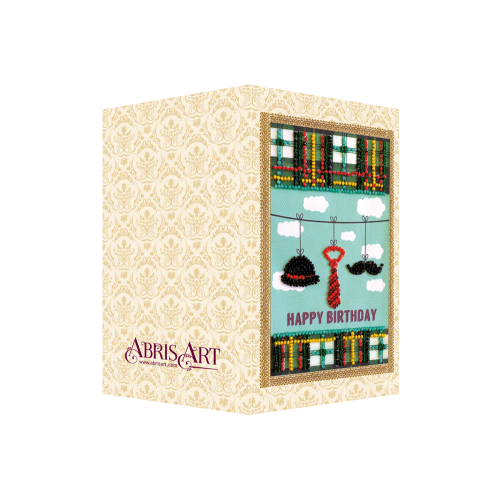 Postcard Bead embroidery kit Gentlemans set, AO-148 by Abris Art - buy online! ✿ Fast delivery ✿ Factory price ✿ Wholesale and retail ✿ Purchase Postcards for bead embroidery