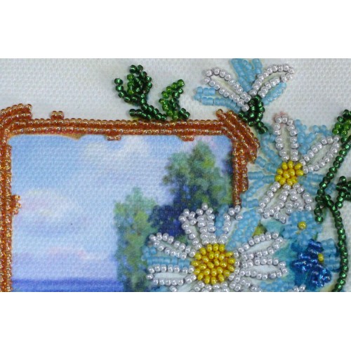 Postcard-envelope for microbead embroidery Chamomile field, AOM-002 by Abris Art - buy online! ✿ Fast delivery ✿ Factory price ✿ Wholesale and retail ✿ Purchase Kit for embroidery postcard-envelope with microbeads on canvas