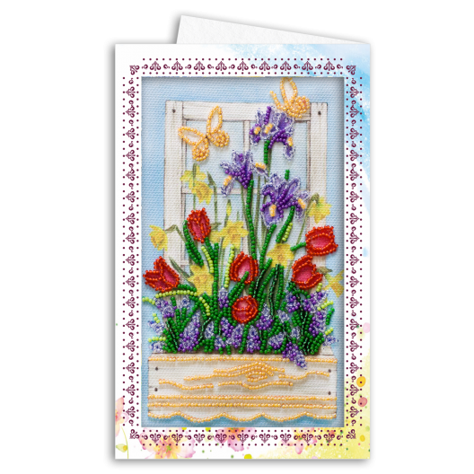 Postcard-envelope for microbead embroidery Early spring, AOM-003 by Abris Art - buy online! ✿ Fast delivery ✿ Factory price ✿ Wholesale and retail ✿ Purchase Kit for embroidery postcard-envelope with microbeads on canvas
