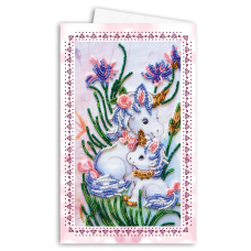 Postcard-envelope for microbead embroidery Unicorns
