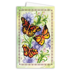 Postcard-envelope for microbead embroidery Three moths