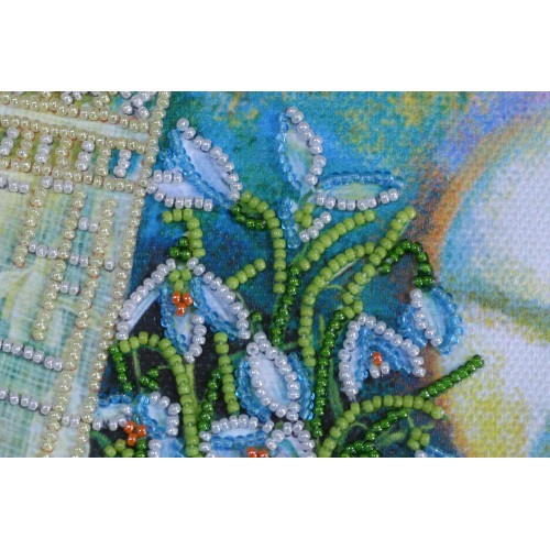 Postcard-envelope for microbead embroidery Snowdrops, AOM-009 by Abris Art - buy online! ✿ Fast delivery ✿ Factory price ✿ Wholesale and retail ✿ Purchase Kit for embroidery postcard-envelope with microbeads on canvas