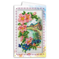 Postcard-envelope for microbead embroidery Provence