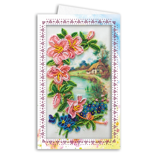 Postcard-envelope for microbead embroidery Provence, AOM-010 by Abris Art - buy online! ✿ Fast delivery ✿ Factory price ✿ Wholesale and retail ✿ Purchase Kit for embroidery postcard-envelope with microbeads on canvas