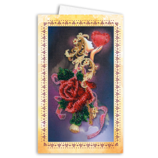 Postcard-envelope for microbead embroidery Velvet roses