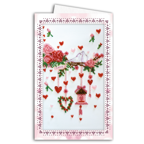 Postcard-envelope for microbead embroidery Wedding tinsel, AOM-016 by Abris Art - buy online! ✿ Fast delivery ✿ Factory price ✿ Wholesale and retail ✿ Purchase Kit for embroidery postcard-envelope with microbeads on canvas