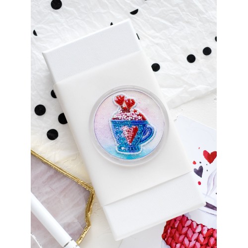 Magnets Bead embroidery kit Cup in heart, APB-008 by Abris Art - buy online! ✿ Fast delivery ✿ Factory price ✿ Wholesale and retail ✿ Purchase Magnets for embroidery with beads on canvas
