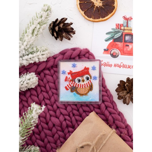 Magnets Bead embroidery kit A winter walk, APB-025 by Abris Art - buy online! ✿ Fast delivery ✿ Factory price ✿ Wholesale and retail ✿ Purchase Magnets for embroidery with beads on canvas