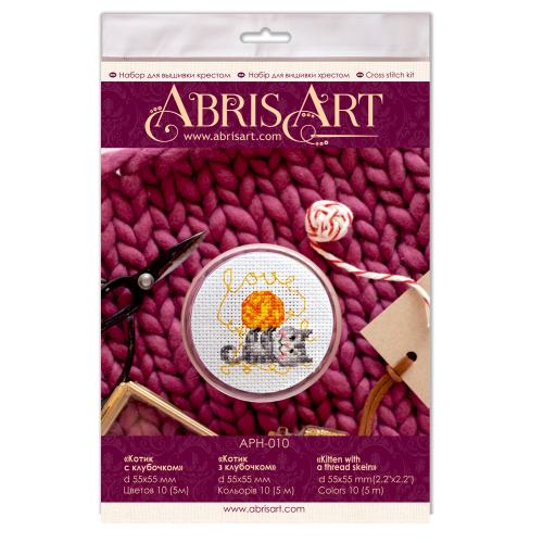 Magnets Bead embroidery kit Kitten with a thread skein, APH-010 by Abris Art - buy online! ✿ Fast delivery ✿ Factory price ✿ Wholesale and retail ✿ Purchase