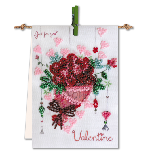 Pennant-kit Bead Embroidery Bouquet with love, AT-004 by Abris Art - buy online! ✿ Fast delivery ✿ Factory price ✿ Wholesale and retail ✿ Purchase Flags