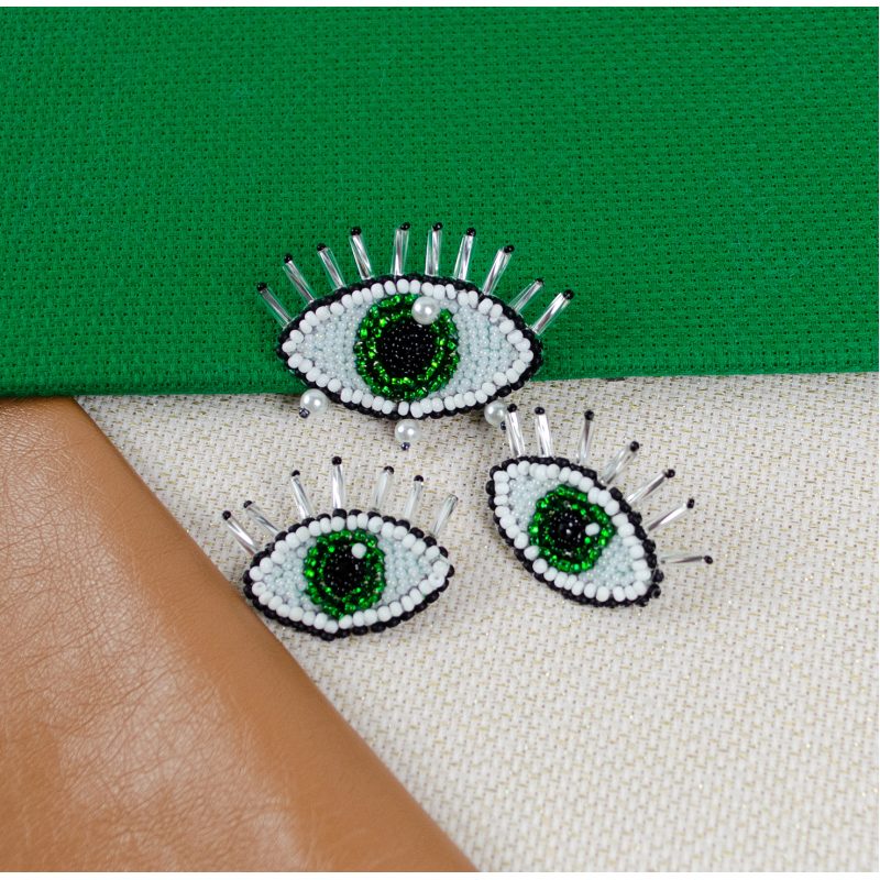 Christmas Ornament Bead Embroidery Kit "Emerald gaze"