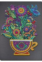 Bead Embroidery Kit on Art Canvas "Cup of happiness"