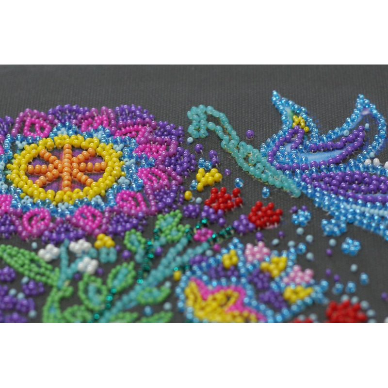 Bead Embroidery Kit on Art Canvas "Cup of happiness"