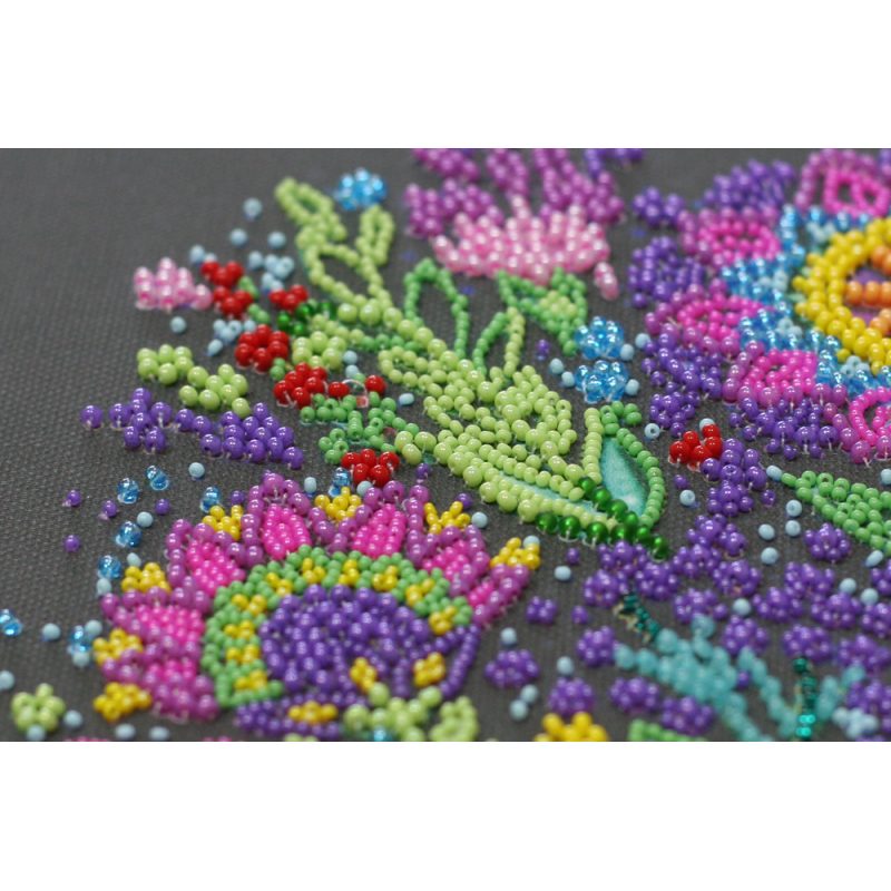 Bead Embroidery Kit on Art Canvas "Cup of happiness"