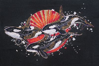 Cross Stitch Kit "Killer whales"