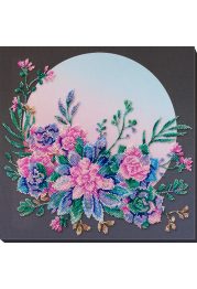 Bead Embroidery Kit on Art Canvas "Moon flowers"