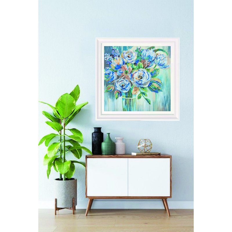 Bead Embroidery Kit on Art Canvas "Pastel bouquet"