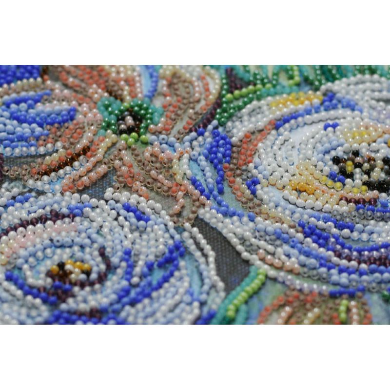 Bead Embroidery Kit on Art Canvas "Pastel bouquet"