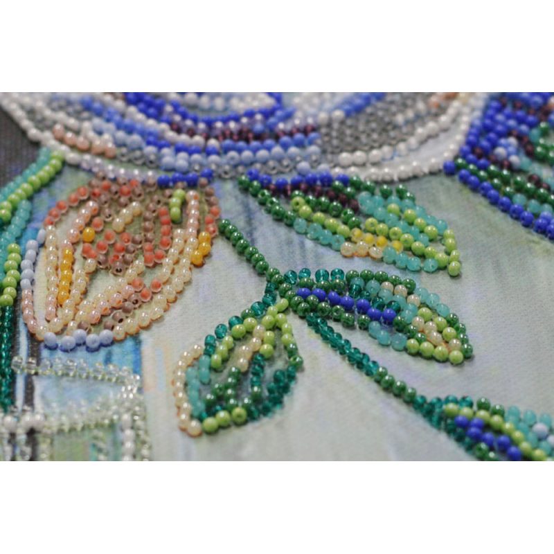 Bead Embroidery Kit on Art Canvas "Pastel bouquet"