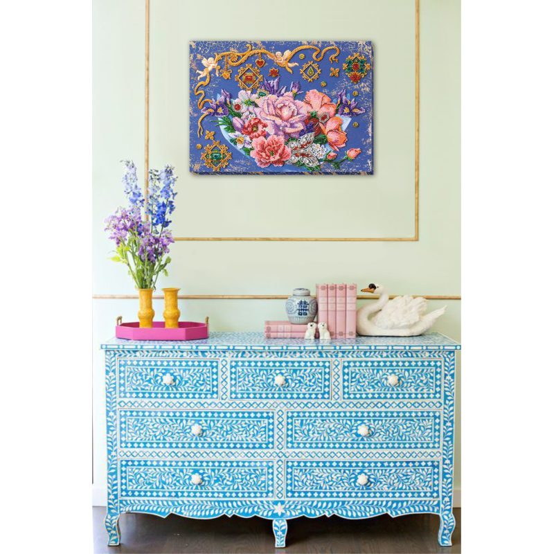 Bead Embroidery Kit on Art Canvas "Magic flowers"
