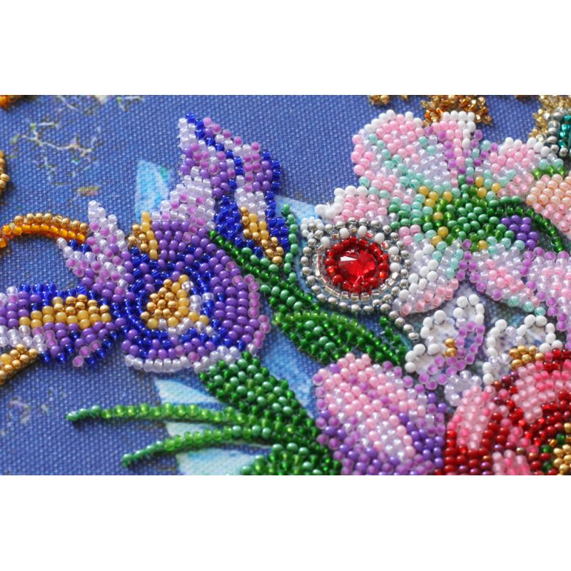 Bead Embroidery Kit on Art Canvas "Magic flowers"