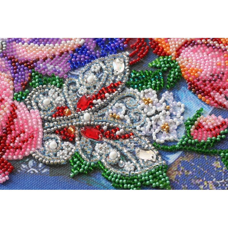 Bead Embroidery Kit on Art Canvas "Magic flowers"