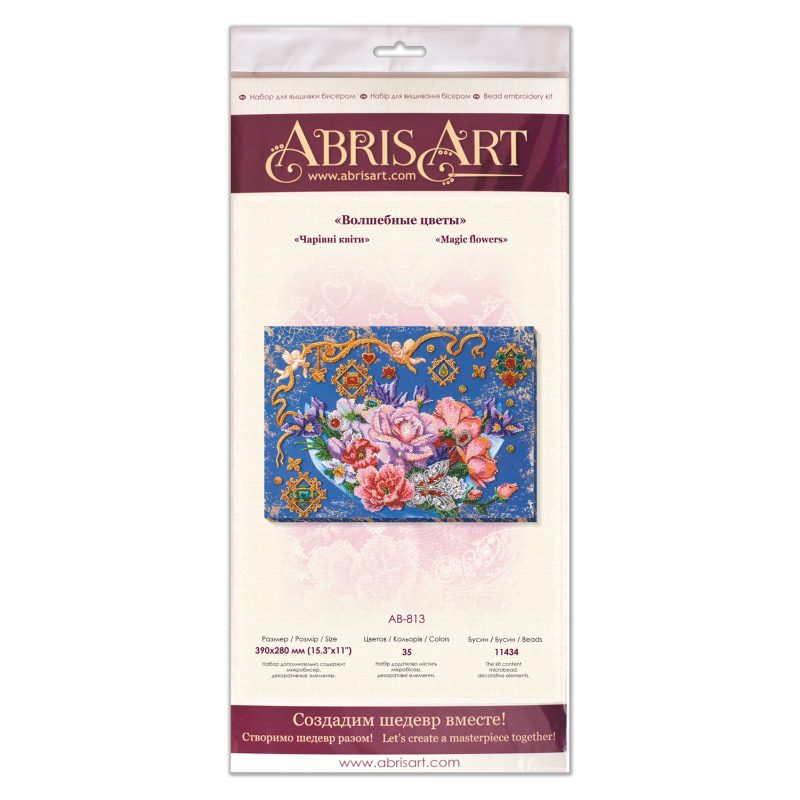Bead Embroidery Kit on Art Canvas "Magic flowers"