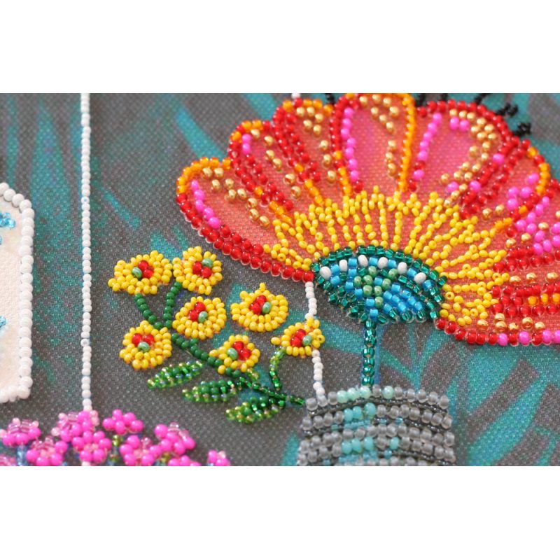 Bead Embroidery Kit on Art Canvas "Thinking of you"