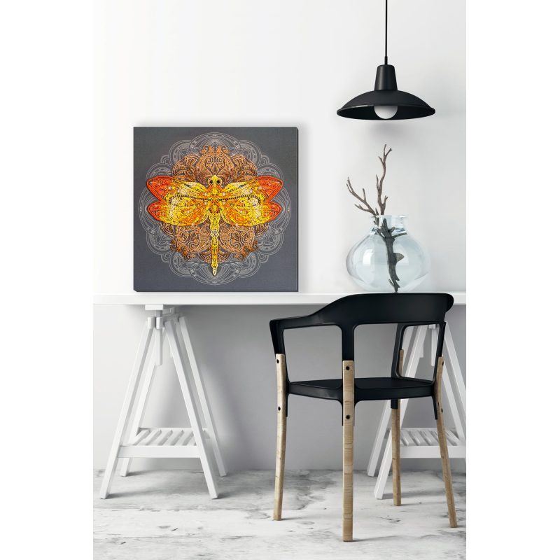 Bead Embroidery Kit on Art Canvas "Saffron overflow"