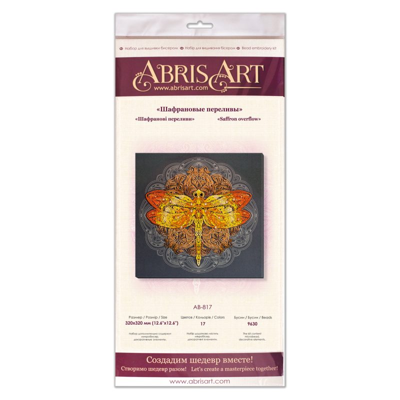 Bead Embroidery Kit on Art Canvas "Saffron overflow"