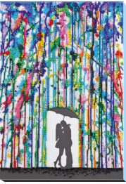 Bead Embroidery Kit on Art Canvas "Rain for lovers"