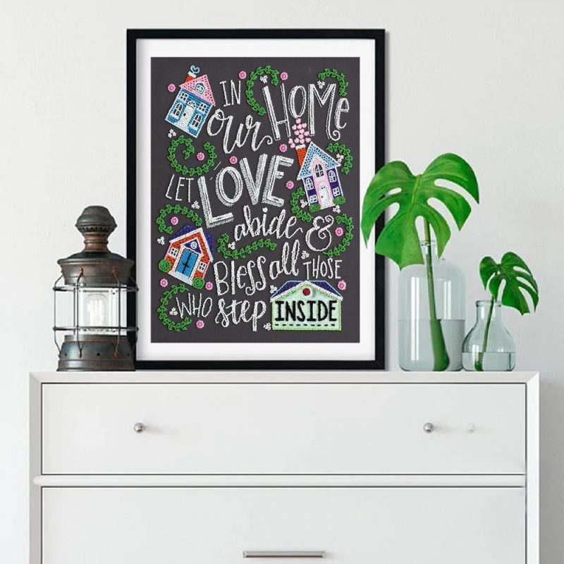 Bead Embroidery Kit on Art Canvas "Love in the house"