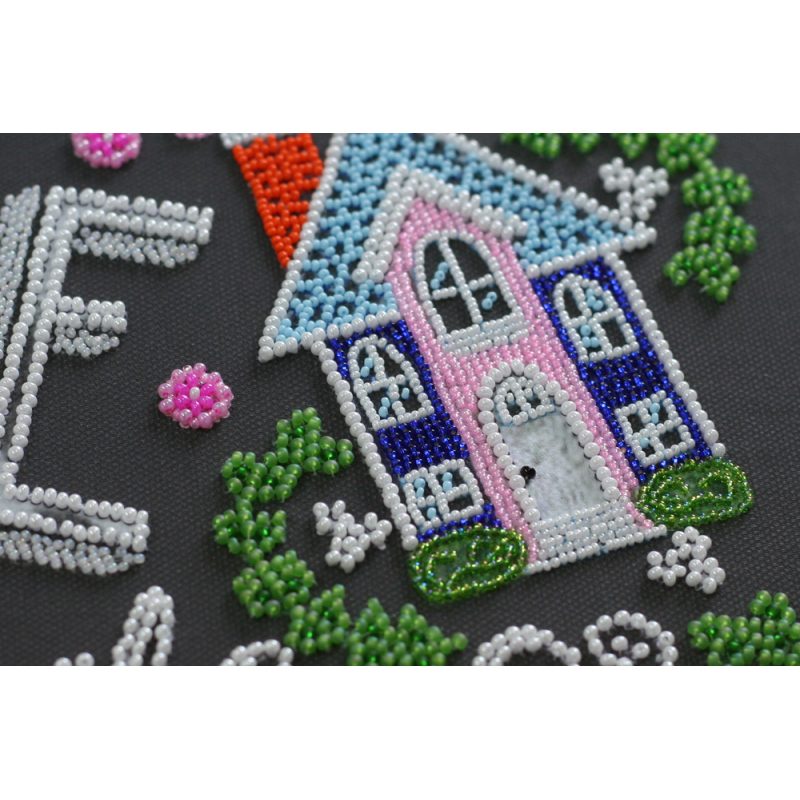 Bead Embroidery Kit on Art Canvas "Love in the house"