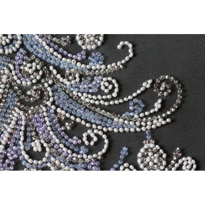 Midi Bead Embroidery Kit on Art Canvas "Herringbone silver"