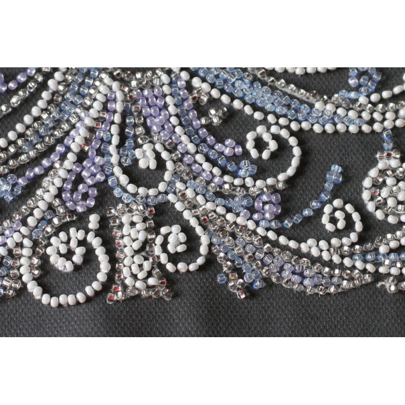 Midi Bead Embroidery Kit on Art Canvas "Herringbone silver"