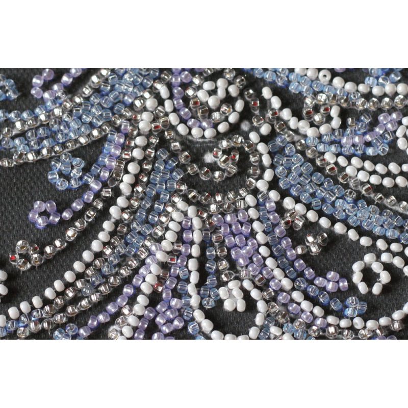 Midi Bead Embroidery Kit on Art Canvas "Herringbone silver"