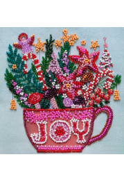 Mini Bead Embroidery Kit on Art Canvas "Festive tea party"
