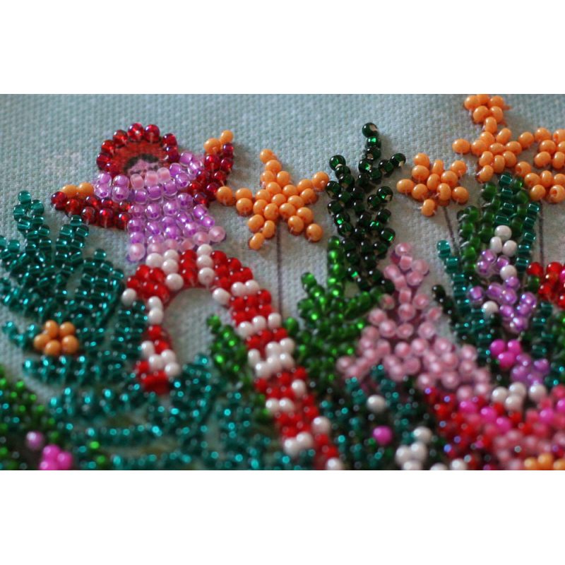 Mini Bead Embroidery Kit on Art Canvas "Festive tea party"