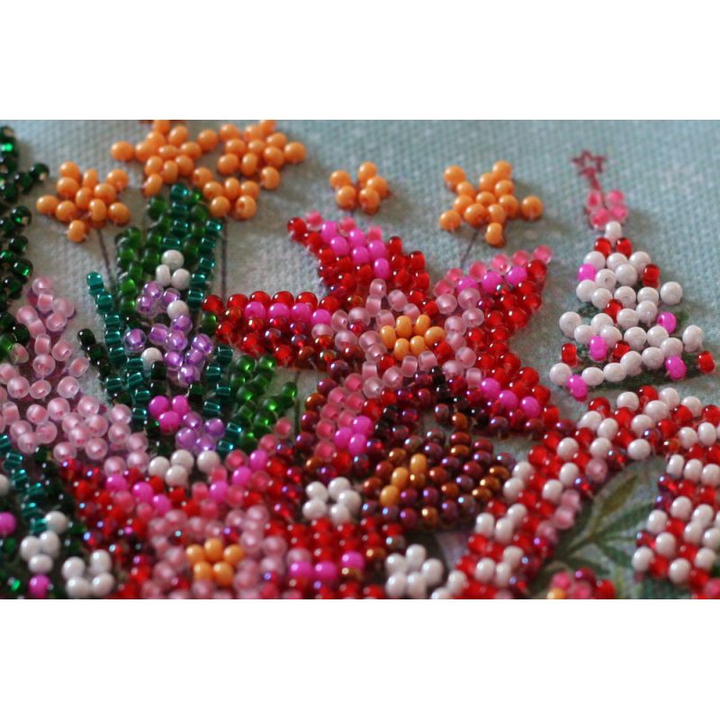 Mini Bead Embroidery Kit on Art Canvas "Festive tea party"