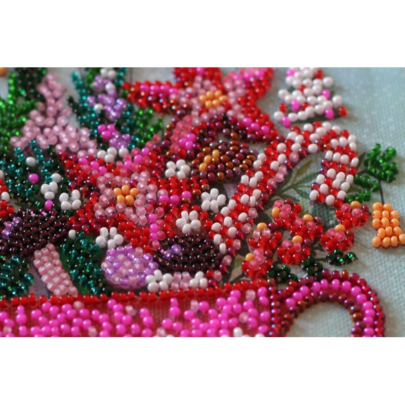 Mini Bead Embroidery Kit on Art Canvas "Festive tea party"