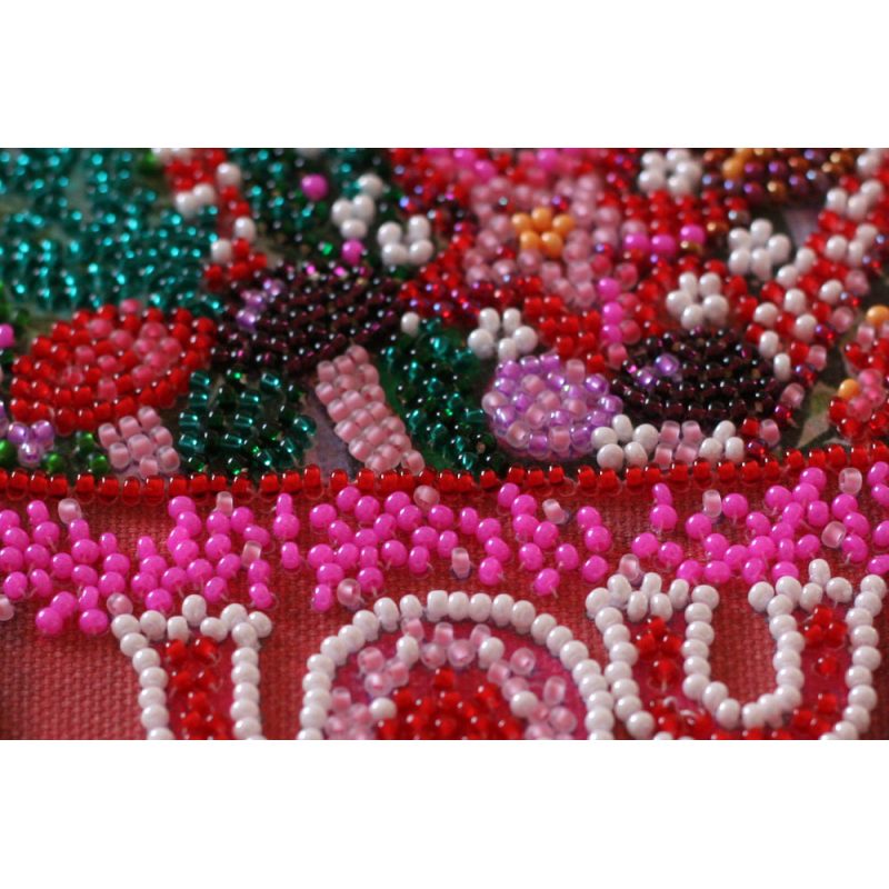 Mini Bead Embroidery Kit on Art Canvas "Festive tea party"