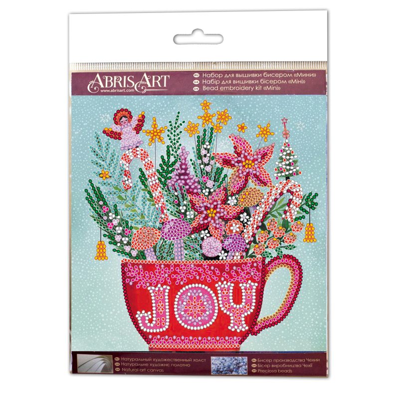 Mini Bead Embroidery Kit on Art Canvas "Festive tea party"
