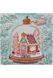 Mini Bead Embroidery Kit on Art Canvas "Cheerful house"