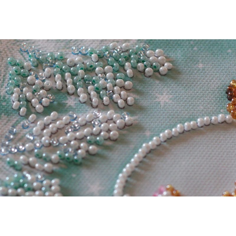 Mini Bead Embroidery Kit on Art Canvas "Cheerful house"
