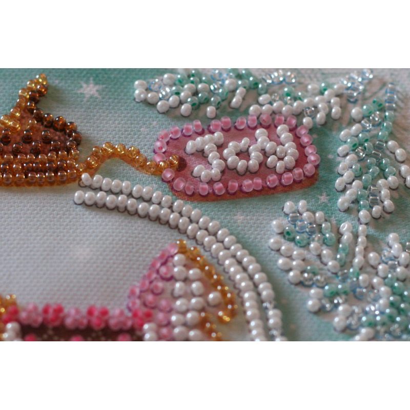 Mini Bead Embroidery Kit on Art Canvas "Cheerful house"