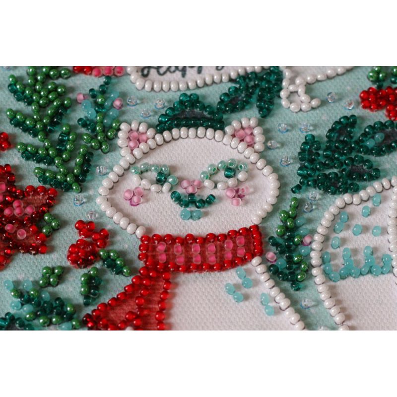 Mini Bead Embroidery Kit on Art Canvas "Kitty in a scarf"