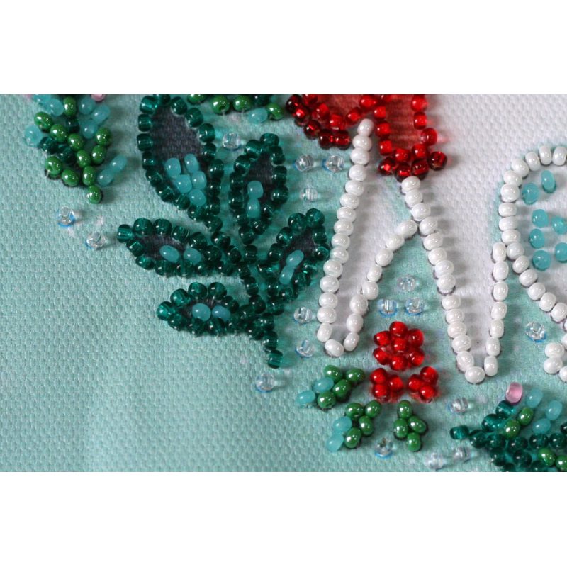 Mini Bead Embroidery Kit on Art Canvas "Kitty in a scarf"