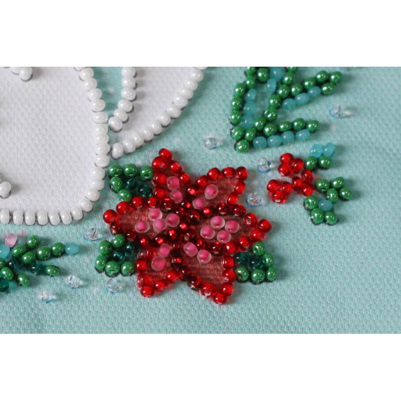 Mini Bead Embroidery Kit on Art Canvas "Kitty in a scarf"