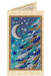 Bead Embroidery Postcard Kit "Snowy night"